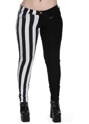 Banned Alternative Damage Striped Hose Weiß Schwarz