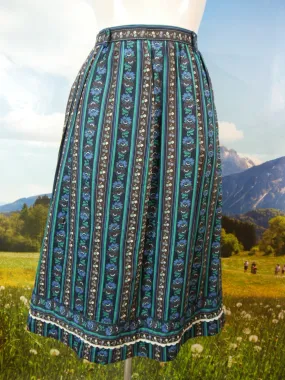 Baraffin Trachtenrock schwarz grün mit Blumen herrliche Trachten Rock Gr.38