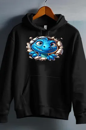 Blauer Dino – Kapuzenpullover für Jungen