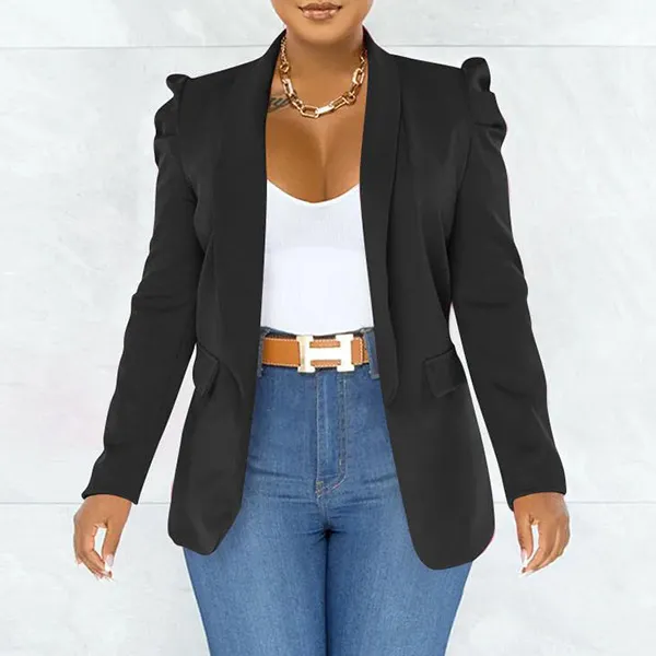 Blazer mit modischen Puffärmeln und Revers