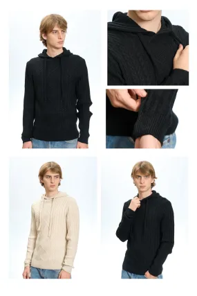 Einfarbiger geflochtener Herrenpullover im Sweatshirt-Stil