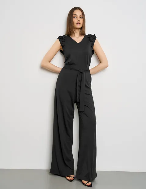 Eleganter Jumpsuit mit Chiffon-Blumen