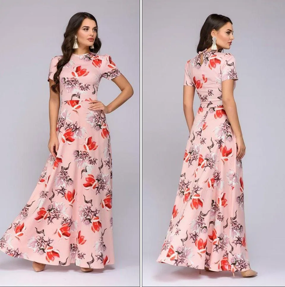 Geblümtes Maxikleid in 3 Farbvarianten