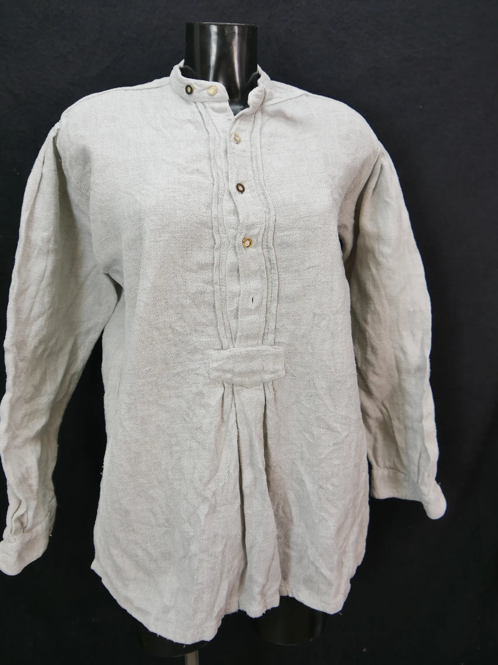 Gr.L Trachtenhemd Original AS creme Leinen mit Stehkragen TH1749