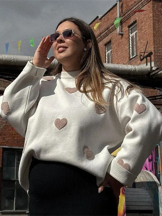 Heidi-Mode | Gewirktes Herz Sweatshirt