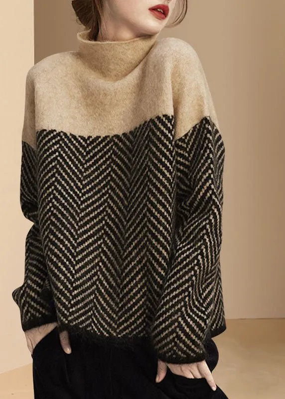 Heidi-Mode | Sweater Lässiger Rollkragenpullover In Khaki Farbe