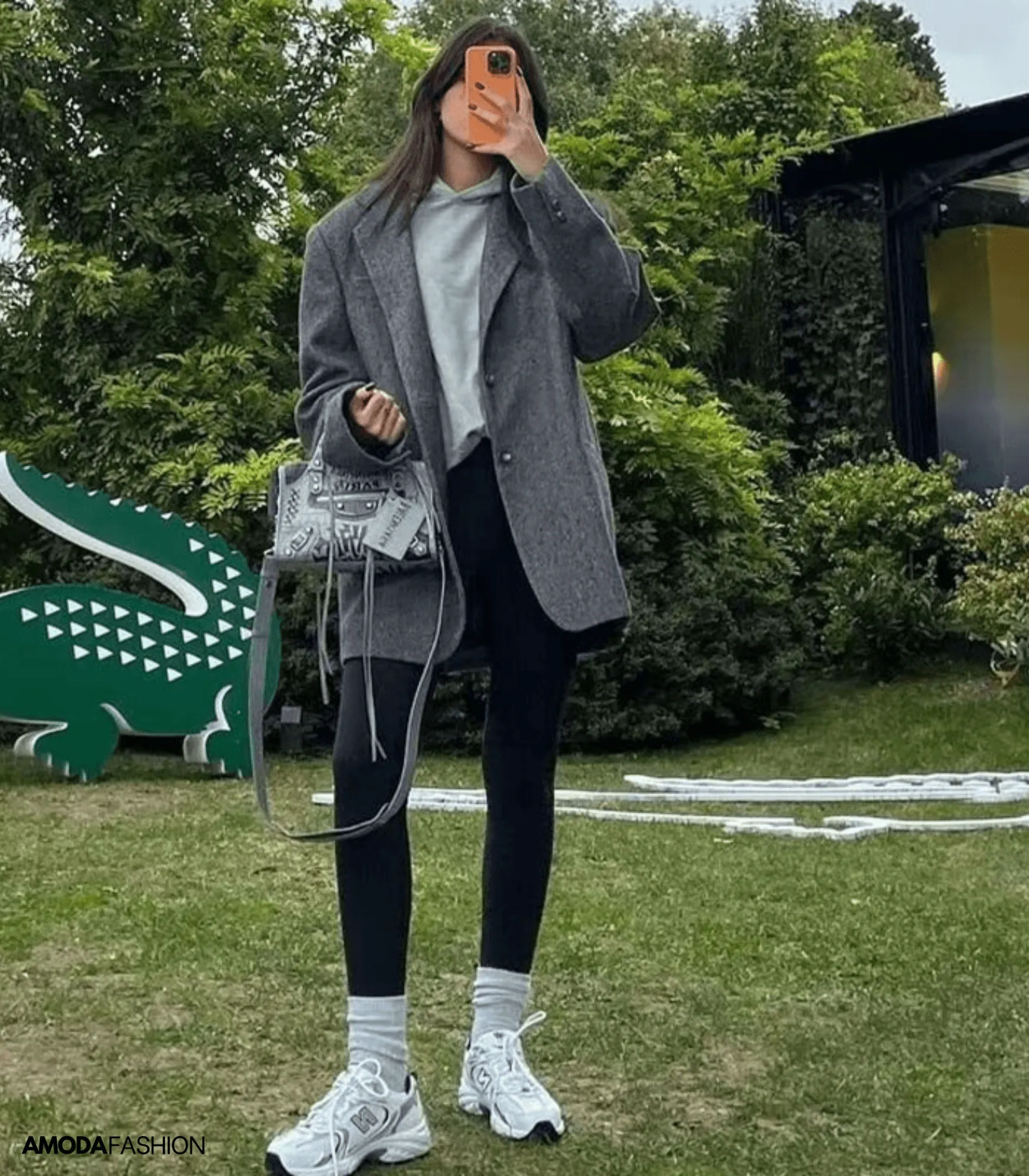 Heidi-Mode Langärmeliger Vintage-Blazer mit aufgesetzten Taschen