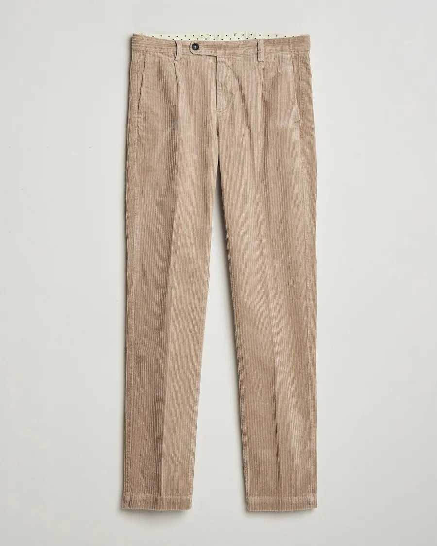 Ionio Wale Corduroy Trousers Beige