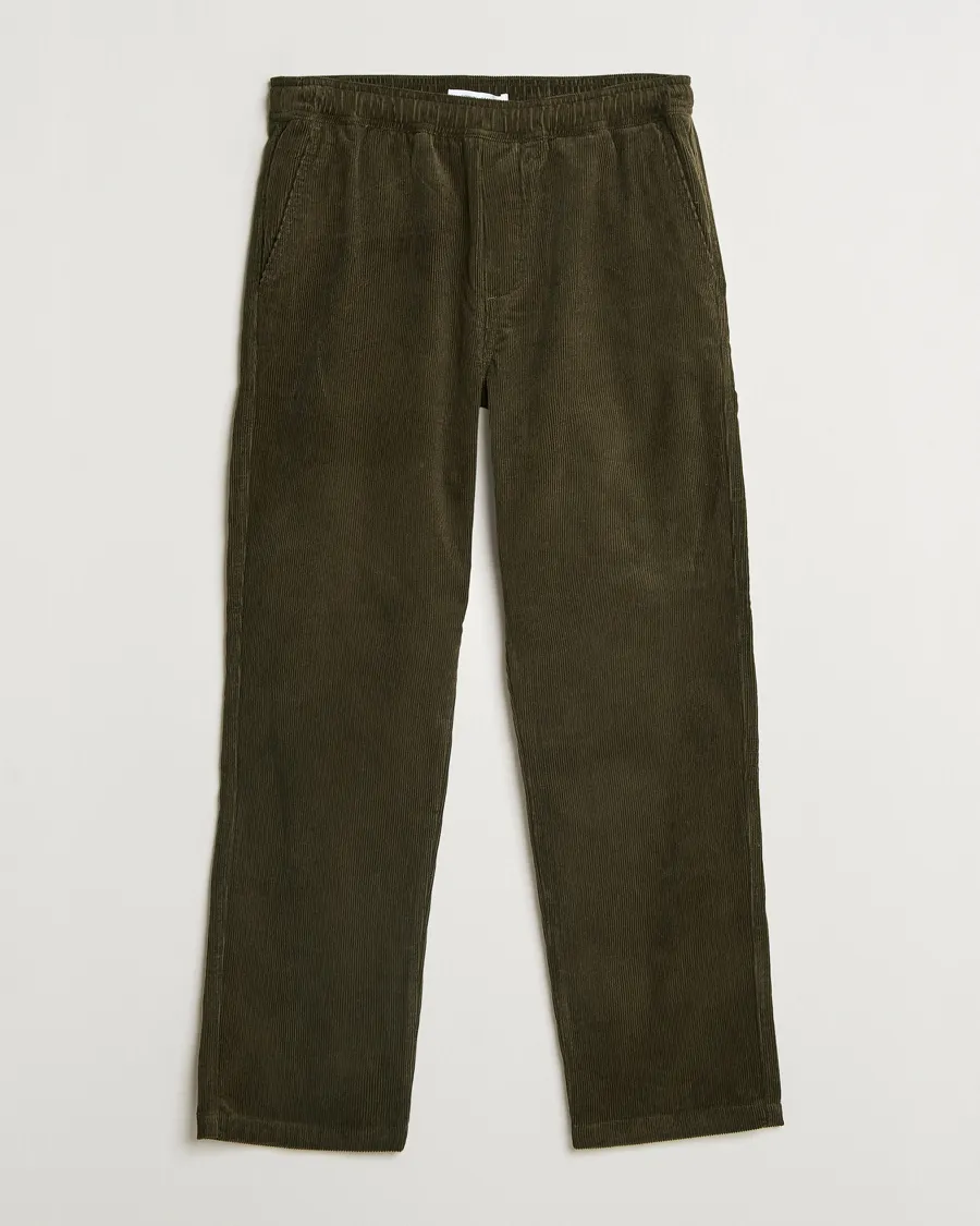 Jabari Corduroy Drawstring Trousers Forest Night