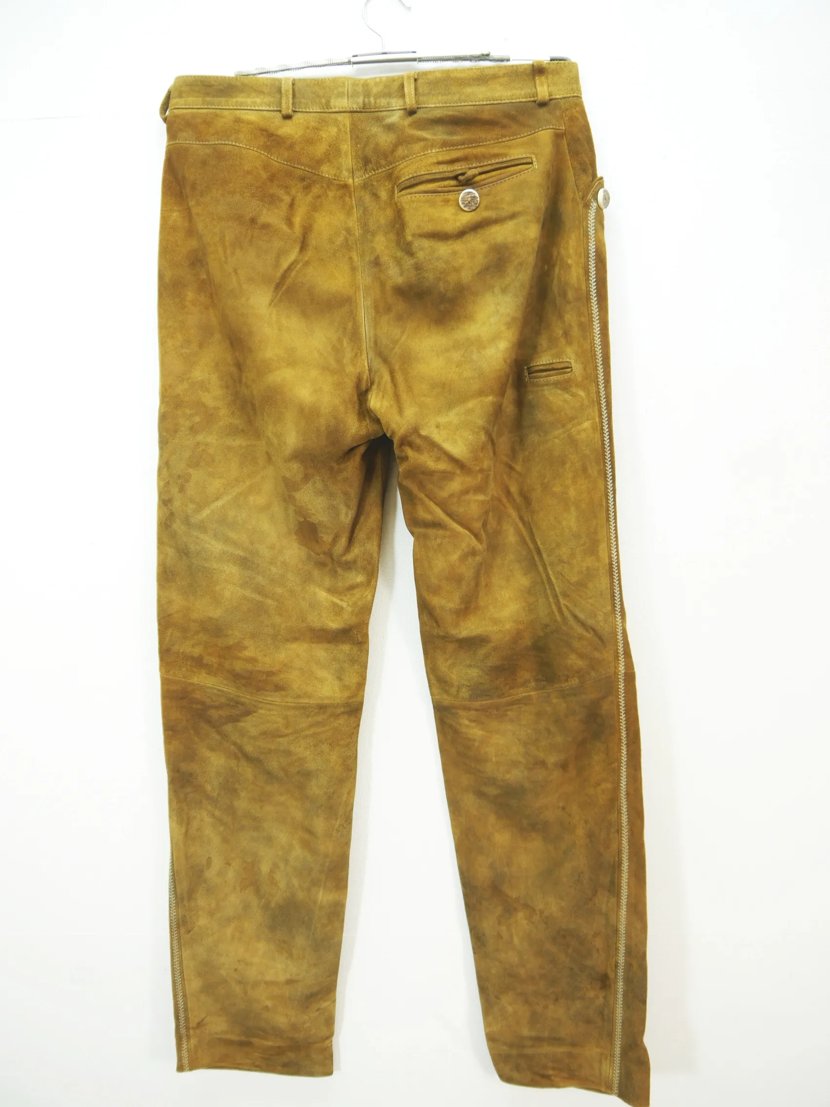 Lange gebrauchte Angermaier Lederhose bequem Antik-Look braun Gr.48