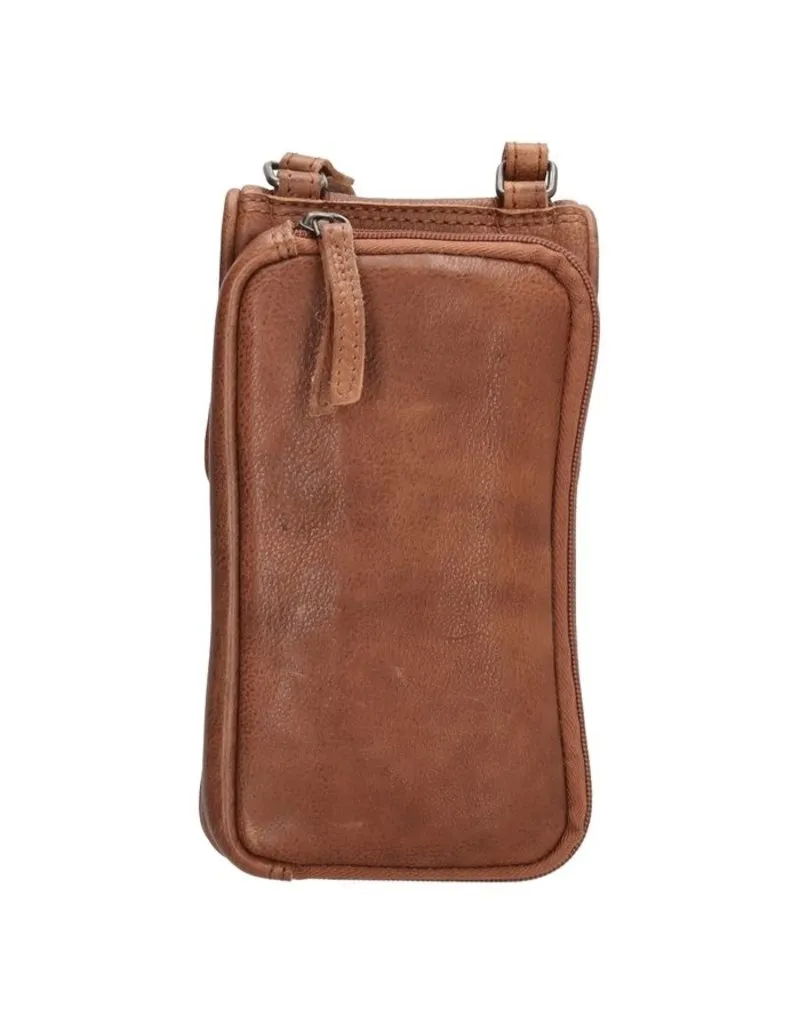 Leder Handytasche Geldbörse Cognac