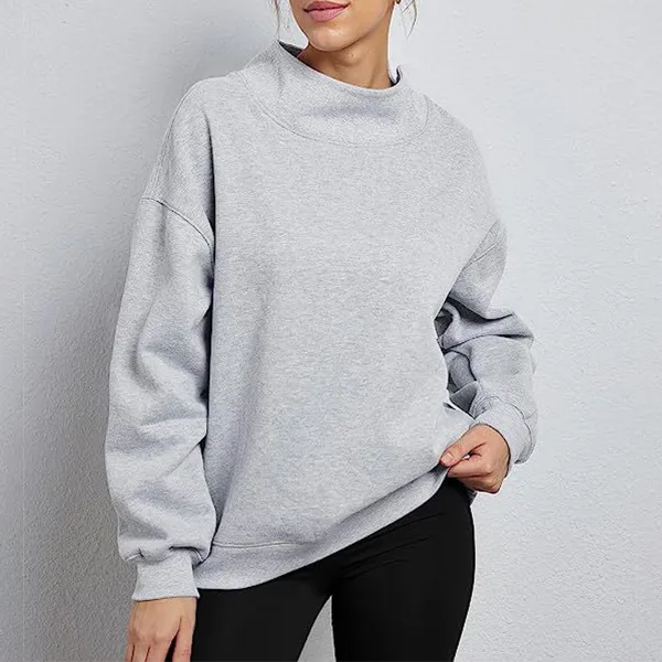 Lässiges Sweatshirt mit Stehkragen Volltonfarbe und Langen Ärmeln