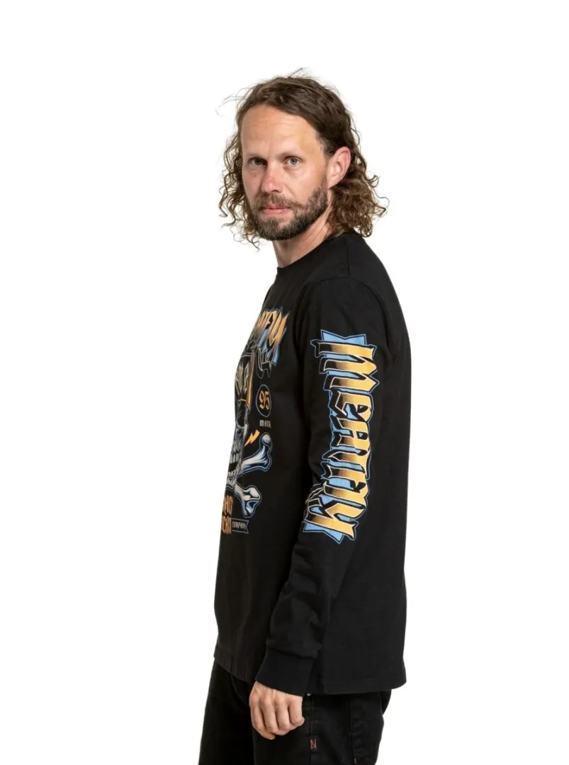 Meatfly Crossbones Herren-Langarm-T-Shirt, Schwarz XXXL
