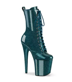 Plateau Stiefelette - FLAMINGO-1040GP - Türkis Blau/Glitzer Lack | Pleaser online günstig kaufen!