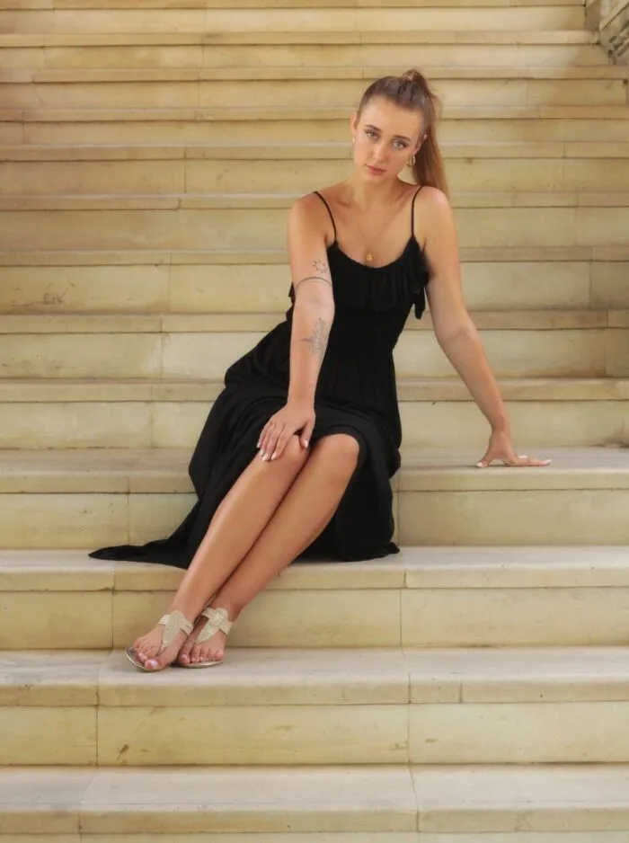 Schwarzes Damen Cocktailkleid Spaghettiträger “Little Romance”