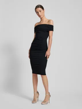 SISTAGLAM Knielanges Cocktailkleid mit Raffungen (black) online kaufen