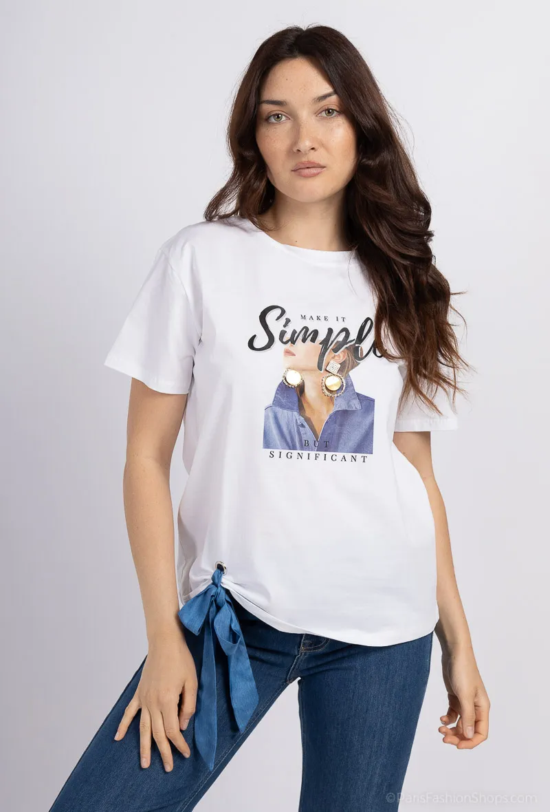 T-Shirt mit „Make it Simple“-Muster