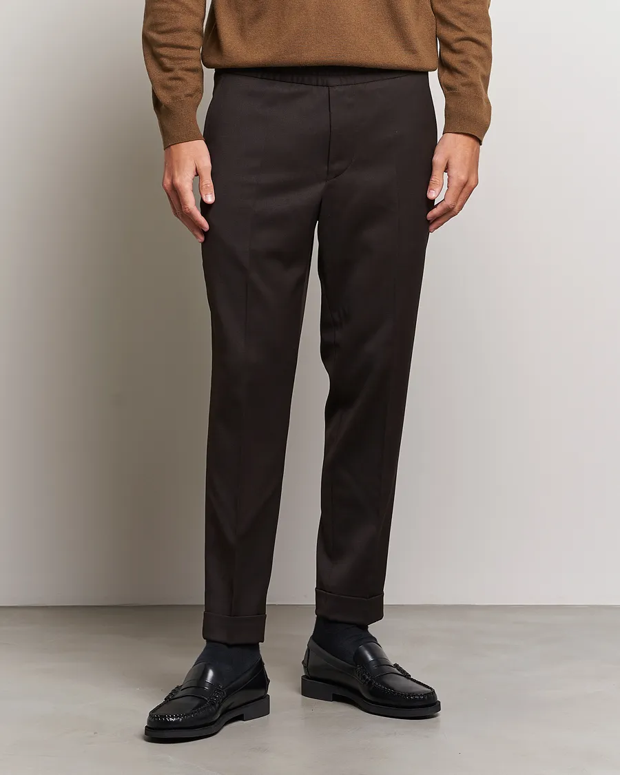 Terry Wool Trousers Dark Brown