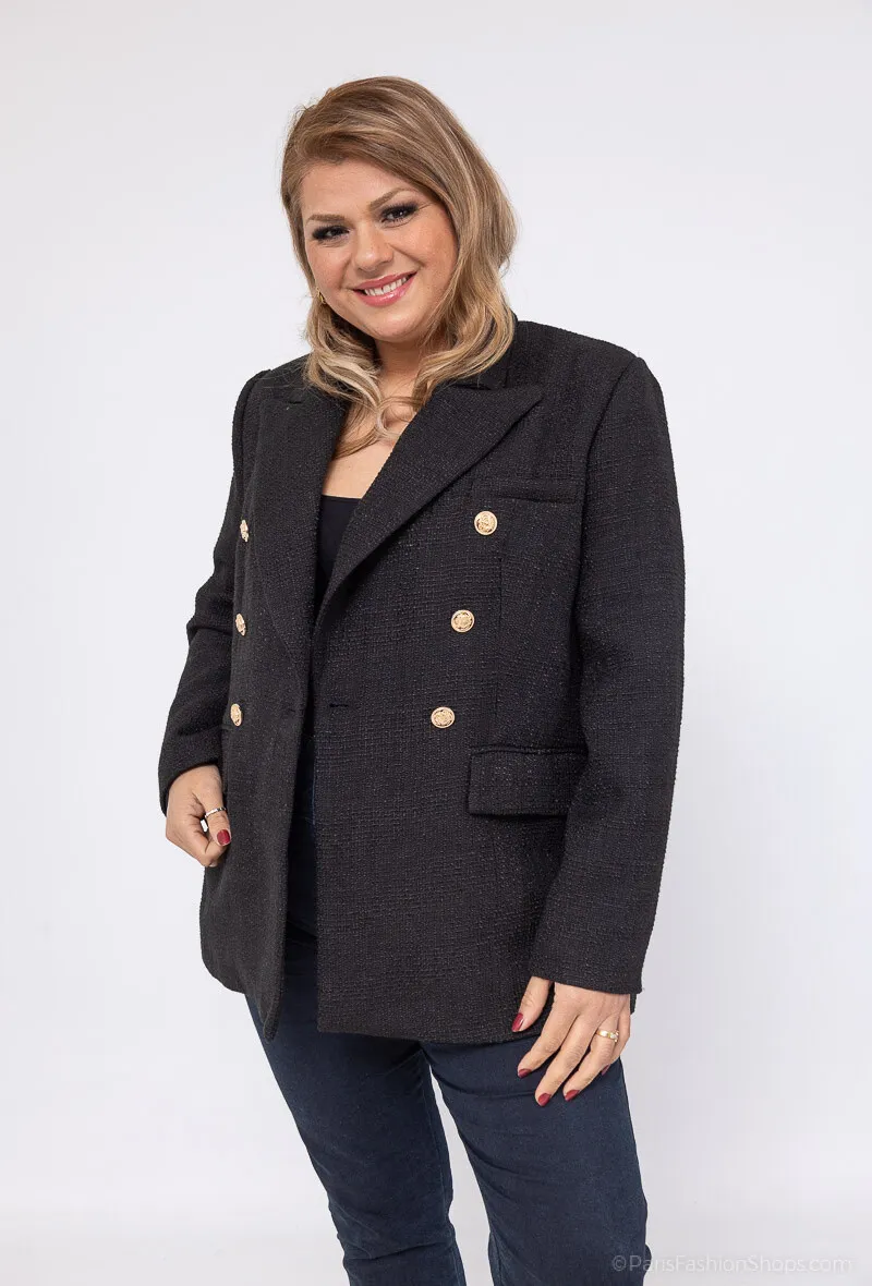 Tweed-Blazer in Übergröße